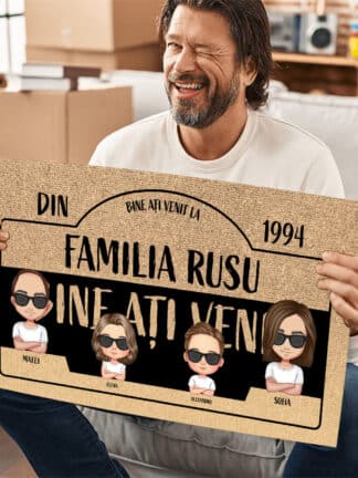 Covoraș personalizat - Bun venit în familia noastră