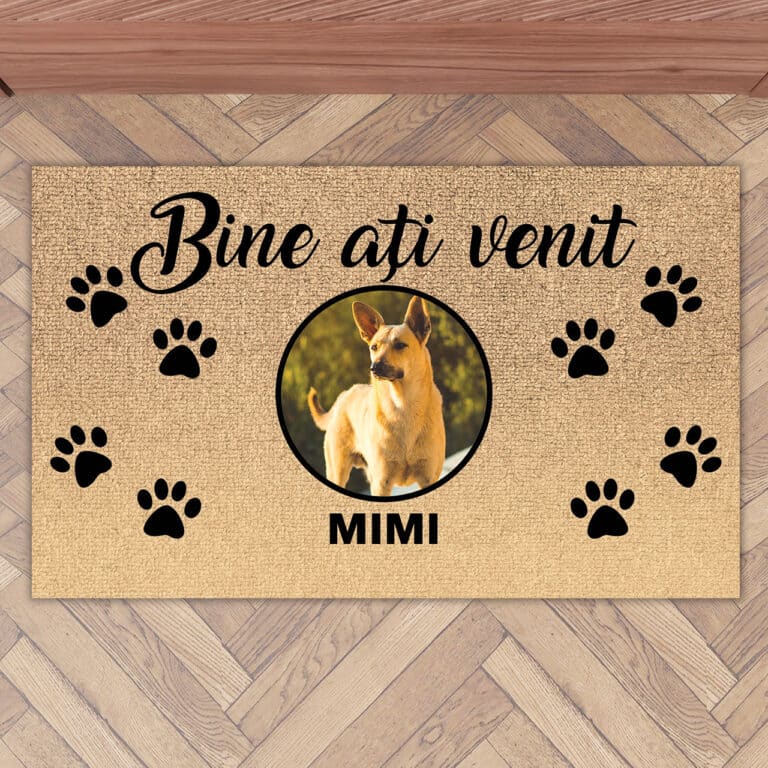Covoraș cu fotografie personalizată - Bine ați venit labuțe