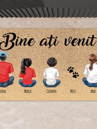 Covoraș personalizat - Familie și Animăluțe