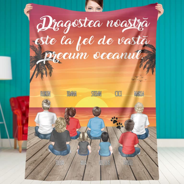Pătură personalizată pentru familie și animale de companie