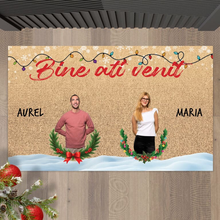 Covoraș personalizat Sărbători Fericite cu Fotografii