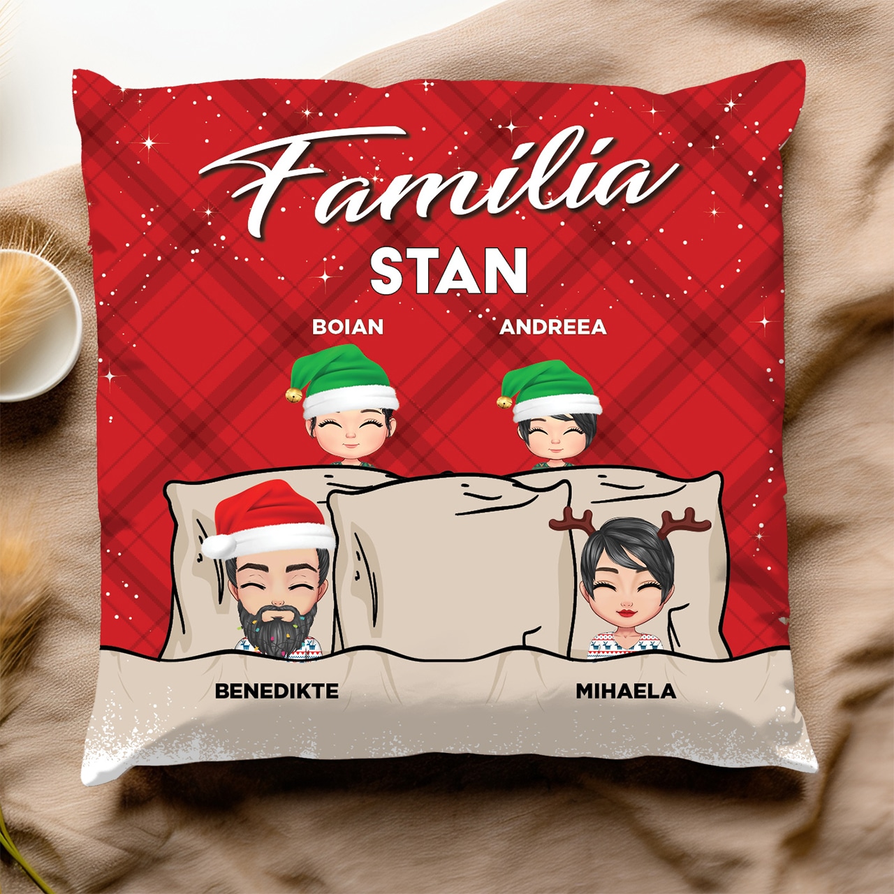 Pernă personalizată - Familie festivă
