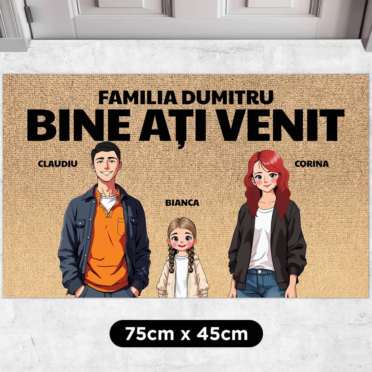 Covoraș personalizat - Familia Anime