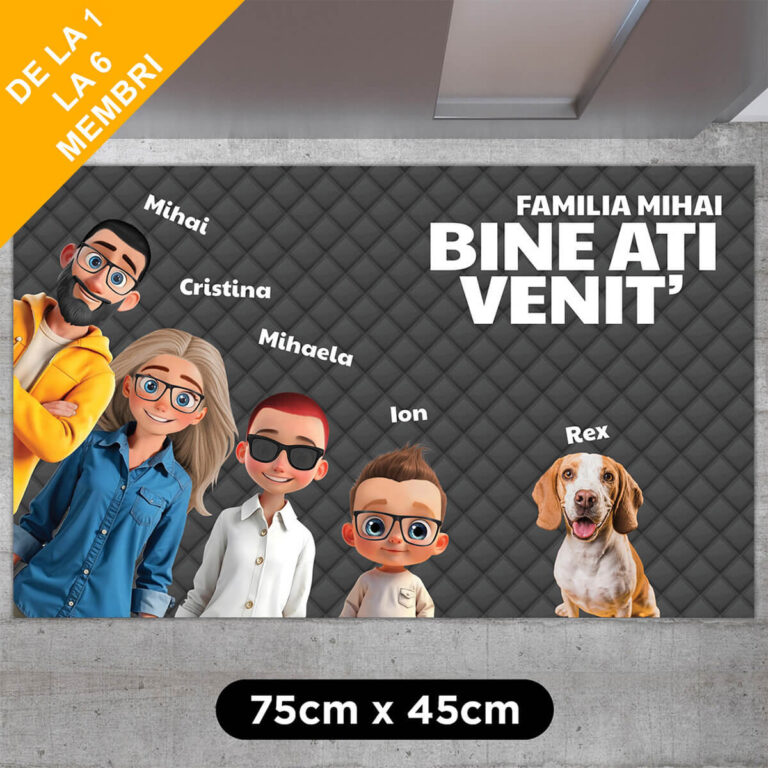 Covoraș personalizat - Familia Animată