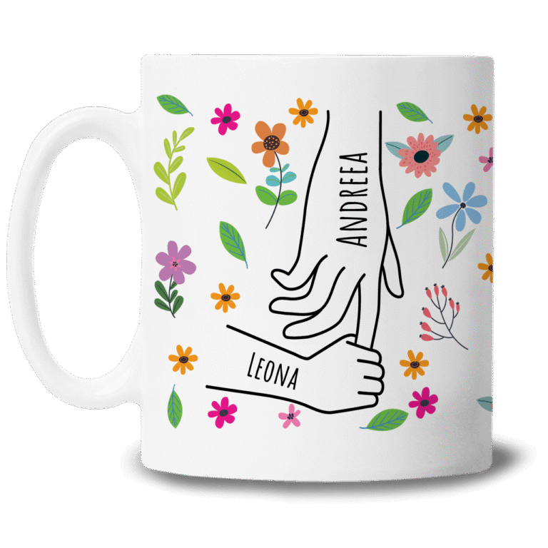 Cană personalizată pentru mama și bunica – Mână în mână